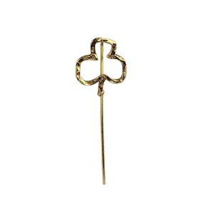Vintage JCF 14K Yellow Gold Tie Hat Stick Pin Three Leaf